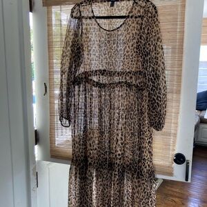 Forever 21 leopard chiffon overlay dress